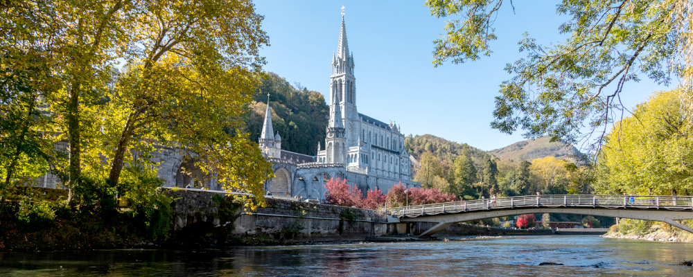 Sanctuary of Our Lady of Lourdes at the trail's starting point