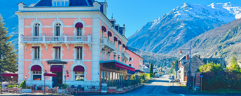Grand Hôtel de France in Pierrefitte-Nestalas with the Cauterets valley in the scenic Pyrenees background